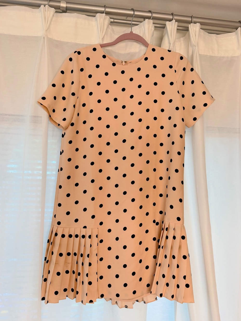 Ann Taylor Pink Polka Dot Pleated Dress